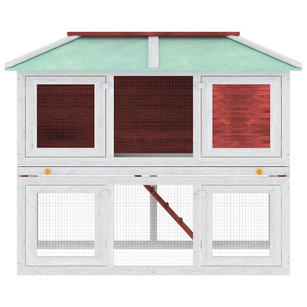 vidaXL dzīvnieku, trušu būris ar dubulto grīdu, sarkans koks