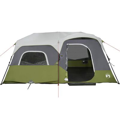 vidaXL kempinga telts ar LED, 9 personām, gaiši zaļa