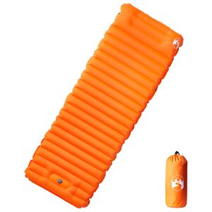 vidaXL pa&scaron;piepū&scaron;ams kempinga matracis, spilvens, vienvietīgs, oranžs