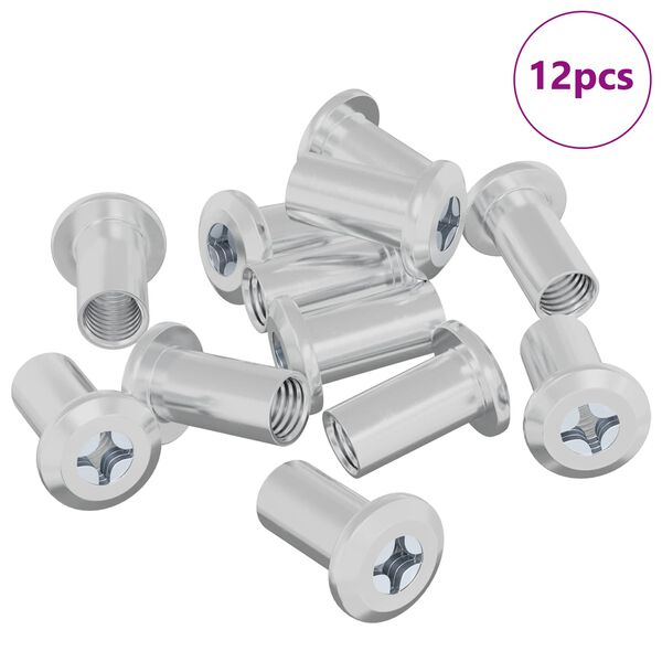 vidaXL Bloķējo&scaron;ais uzgrieznis 12 pcs Niķelis M6 x 15 mm Tērauds