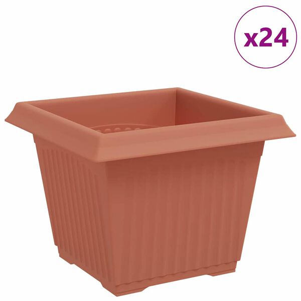 vidaXL Kvadrātveida Ziedu Pods 24 pcs Ķieģeļu sarkans Plastmasa