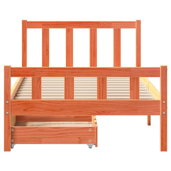 vidaXL gulta bez matrača, vaska brūnas, 90x190 cm, priedes masīvkoks