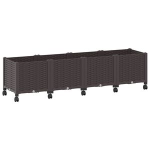 vidaXL Dārza podiņ&scaron; ar riteņiem Brūna 160 x 40 x 44 cm PP