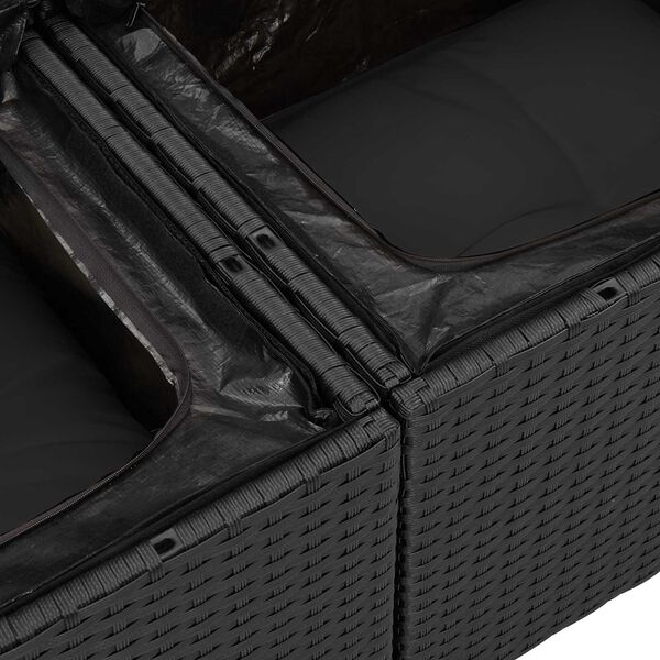 vidaXL Dārza dīvānu komplekts 12 pcs Melna Poliūtu rotangpalma