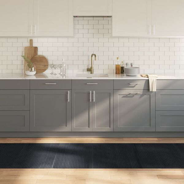 vidaXL paklājs, taisnstūra forma, melns, 80x400 cm, bambuss