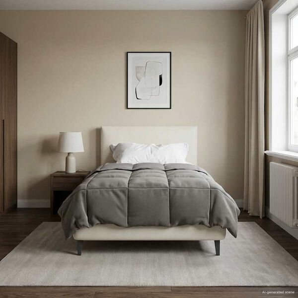 vidaXL Pilnas gada sega Tiltiņ&scaron; Gai&scaron;i pelēks 140 x 200 cm Mikro&scaron;ķiedra