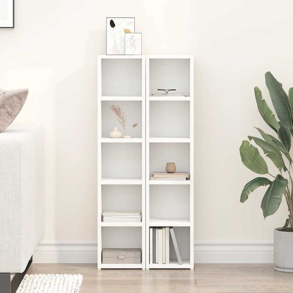 vidaXL CD plaukti, 2 gab., 21x16x93,5 cm, balti, skaidu plāksne