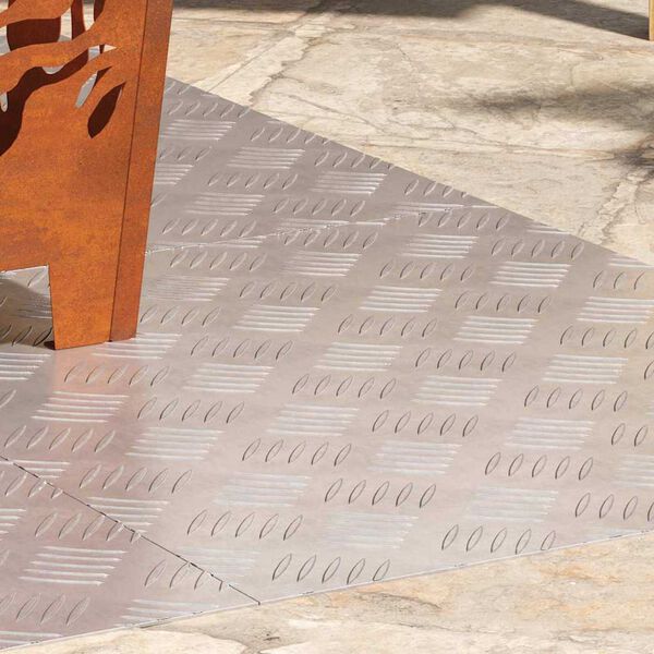 vidaXL Trepju paklājs Taisnstūra 4 pcs Sudraba 60 x 50 cm Alumīnijs