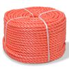vidaXL vīta virve, 10 mm, 100 m, polipropilēns, oranža
