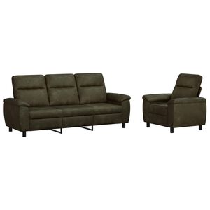 vidaXL Dīvānu komplekts 2 pcs Armijas zaļa Mākslīgā zam&scaron;ādas āda