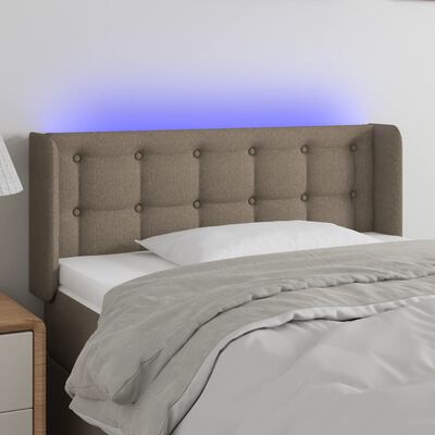 vidaXL gultas galvgalis ar LED, 103x16x78/88 cm, pelēkbrūns audums
