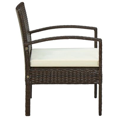 vidaXL dārza krēsls ar matraci, PE rotangpalma, brūns