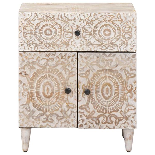 vidaXL Gultas skapis Balts 50 x 33 x 60 cm Cieta mango koksne