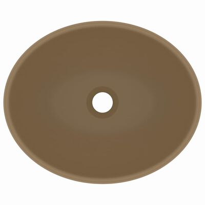 vidaXL izlietne, ovāla forma, 40x33 cm, matēta krēmkrāsas keramika