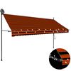 vidaXL izvelkama markīze, ar LED, manuāla, 350 cm, oranža un brūna