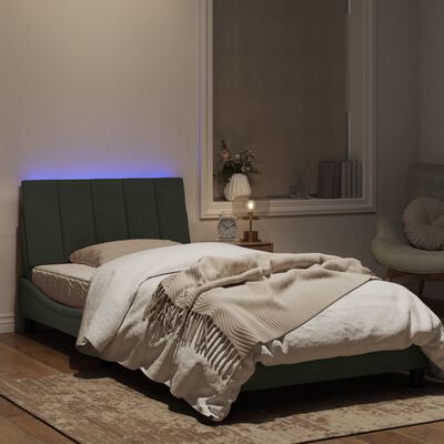 vidaXL gultas rāmis ar LED, gaiši pelēks samts, 100x200 cm