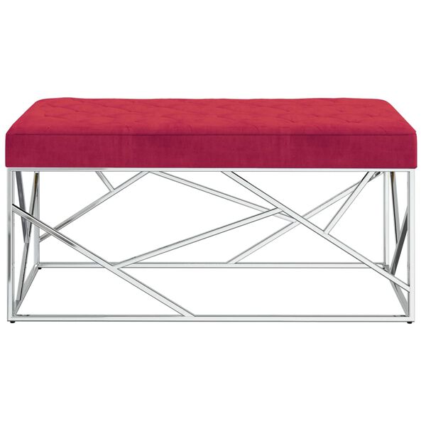 vidaXL sols, 97 cm, vīnsarkans samta audums un nerūsējo&scaron;s tērauds