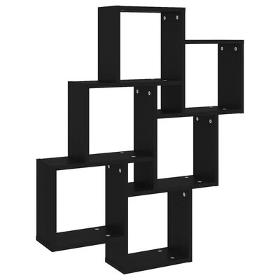 vidaXL sienas plaukts, melns, 78x15x93 cm, skaidu plāksne