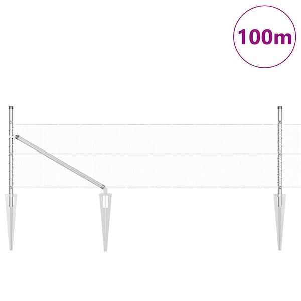 vidaXL Žoga āķis Sudraba 100 x 0,4 m (13 mm siets) Tērauds