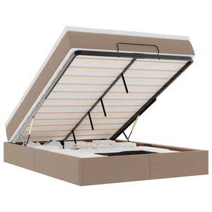 vidaXL Osmaņu gultas rāmis ar matrača kapučīno 140x200cm mākslīgā āda