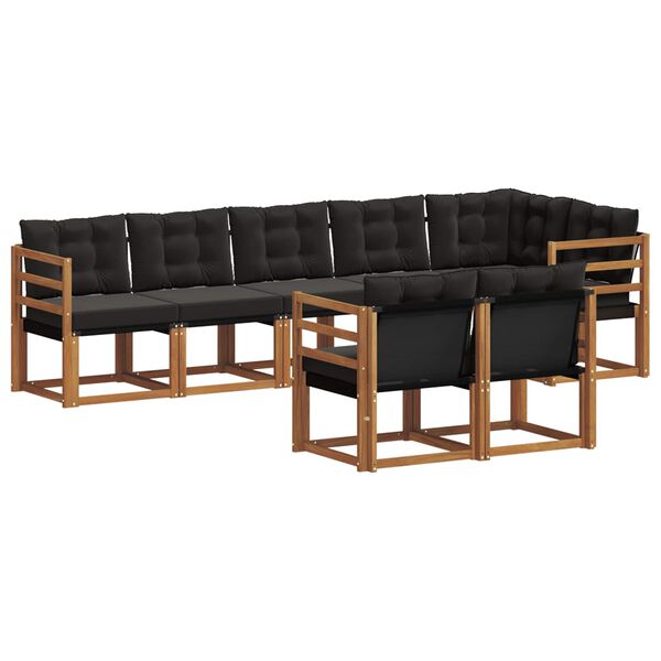 vidaXL Āra dīvānu komplekts ar spilvenu 8 pcs Dabīgs un melns