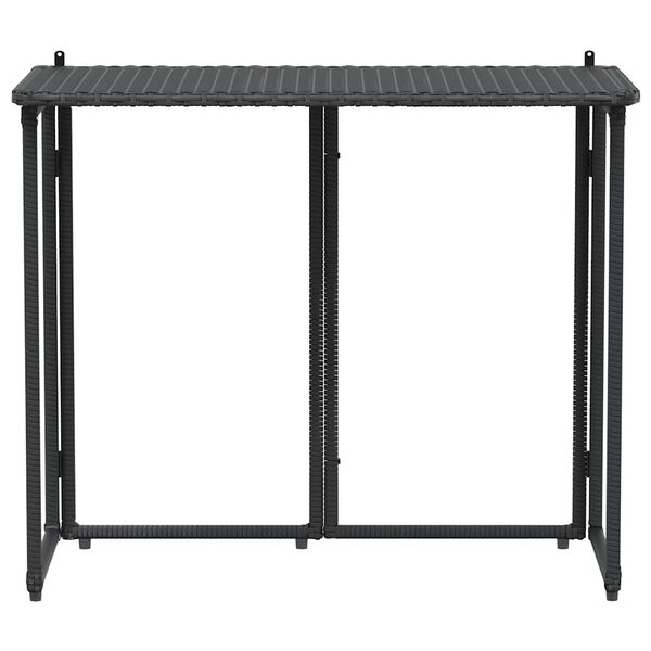 vidaXL Saliekamais dārza galds Melns 90x51x75 cm Poly Rattan