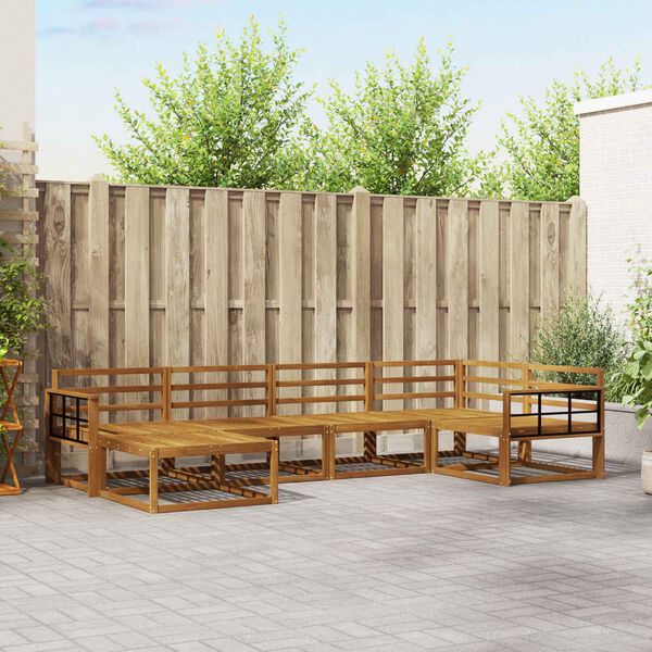 vidaXL Āra dīvānu komplekts 6 pcs Dabiska Cietā akācijas koks