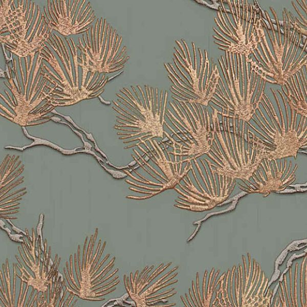 DUTCH WALLCOVERINGS tapete, priedes apdruka, zaļa