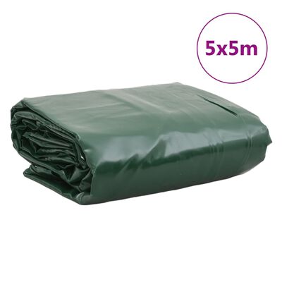 vidaXL brezenta pārklājs, zaļš, 5x5 m, 650 g/m²