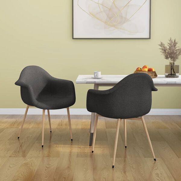 vidaXL virtuves krēsli, 2 gab., tum&scaron;i pelēks audums