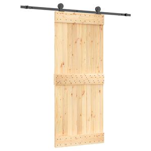 vidaXL Slīdo&scaron;ās durvis 85 x 210 cm Cieta priedes koks (neapstrādāts)