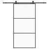 vidaXL bīdāmās durvis ar stiprinājumiem, melns, stikls, 102x205 cm