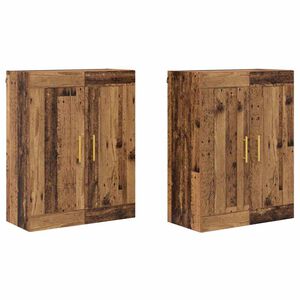 vidaXL Sienā uzstādāms skapis 2 pcs Vecs koks 69,5 x 34 x 90 cm
