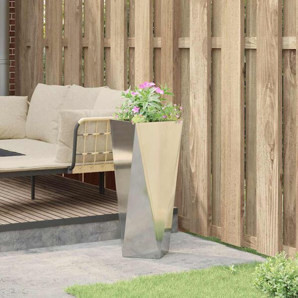 vidaXL Puķu kaste Sudraba 30 x 30 x 75 cm Cinkots tērauds