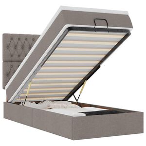 vidaXL Osmaņu gultas rāmis ar matrača pelēkbrūna 90x190 cm audums