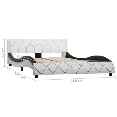 vidaXL gultas rāmis, melns un balts, 140x200 cm, mākslīgā āda