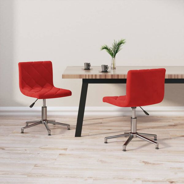 vidaXL grozāmi virtuves krēsli, 2 gab., vīnsarkans samts