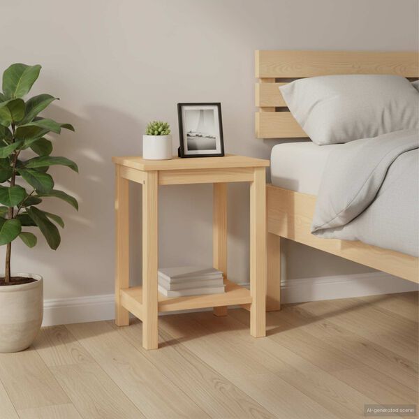 vidaXL naktsskapītis, dabīgā krāsā, 35x30x47 cm, priedes masīvkoks