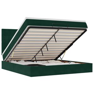 vidaXL Osmaņu gultas rāmis ar matračiem tum&scaron;i zaļ&scaron; 160x200cm audums