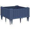 vidaXL dārza puķu kaste ar mietiņiem, zili pelēka, 42,5x42,5x28,5 cm, PP