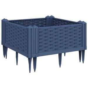 vidaXL dārza puķu kaste ar mietiņiem, zili pelēka, 42,5x42,5x28,5 cm, PP