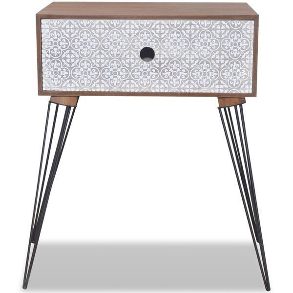 vidaXL naktsskapītis ar atvilktni, taisnstūra forma, brūns