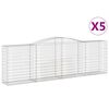 vidaXL arkveida gabiona grozi, 5 gb., 400x50x120/140cm, cinkota dzelzs
