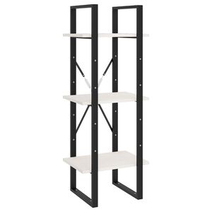 vidaXL 3-līmeņu grāmatu plaukts, balts, 40x30x105 cm, priedes koks