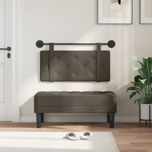 vidaXL Karājo&scaron;s galvgalis Pelēks 90 cm Mākslīgā āda