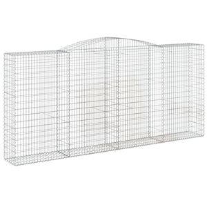 vidaXL arkveida gabiona grozs, 400x50x180/200 cm, cinkota dzelzs