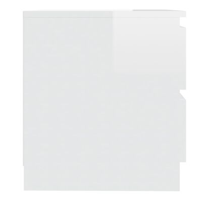 vidaXL naktsskapītis, spīdīgi balts, 50x39x43,5cm, skaidu plāksne