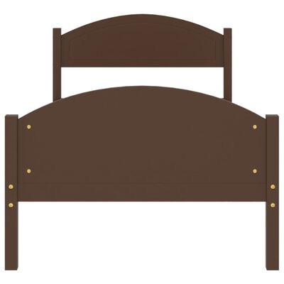 vidaXL gultas rāmis, tumši brūns, priedes masīvkoks, 90x200 cm