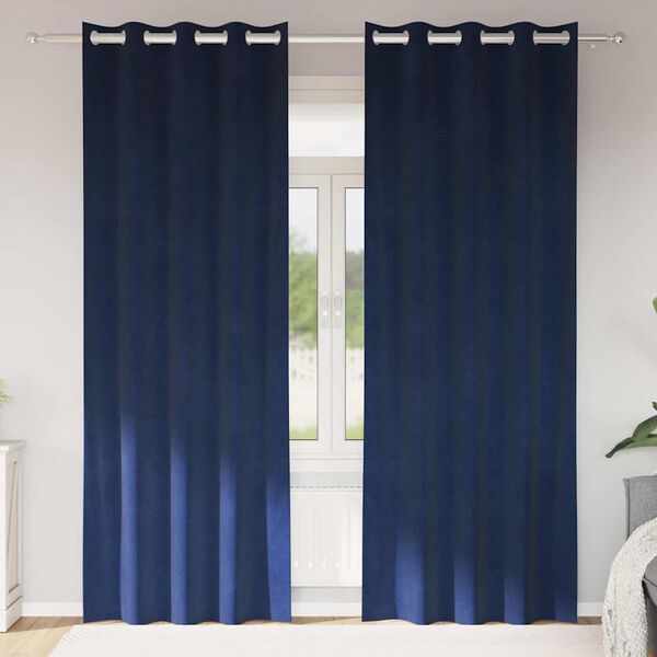 vidaXL Aptum&scaron;ojo&scaron;ie aizkari 2 pcs Tum&scaron;i zils 140 x 260 cm Samts