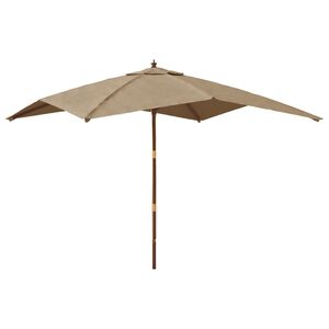 vidaXL dārza saulessargs ar koka kātu, 300x300x273 cm, pelēkbrūns